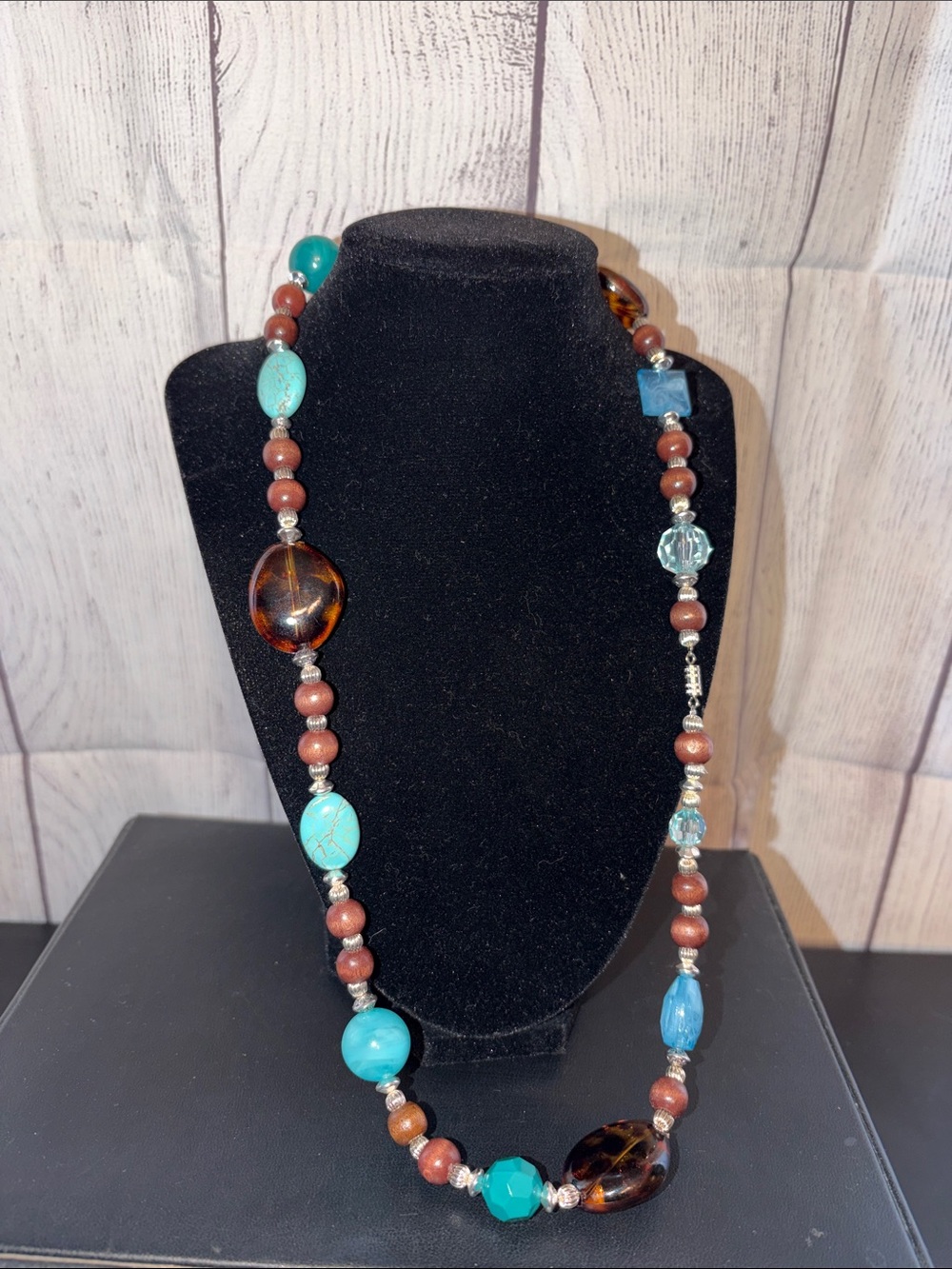 Turquoise & Brown Beaded Necklace